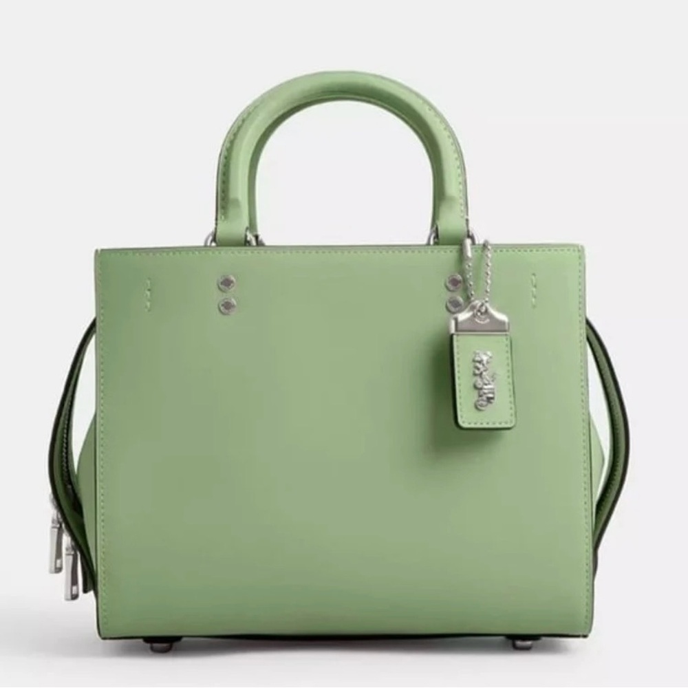 New Coach Rogue Bag 25 in Silver/Pale Pistachio Green
Glovetanned Leather